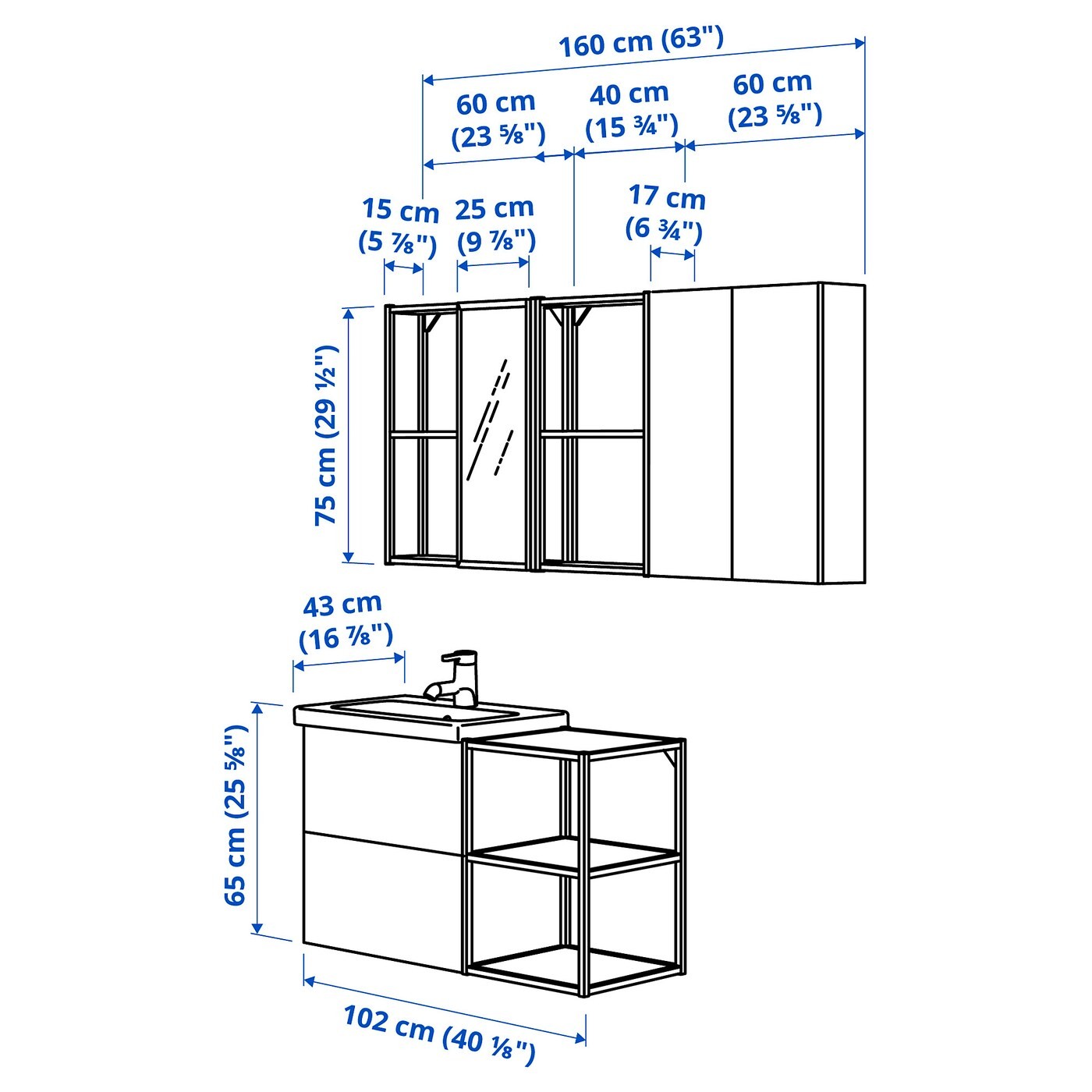 ENHET / TVÄLLEN Bathroom furniture, set of 18