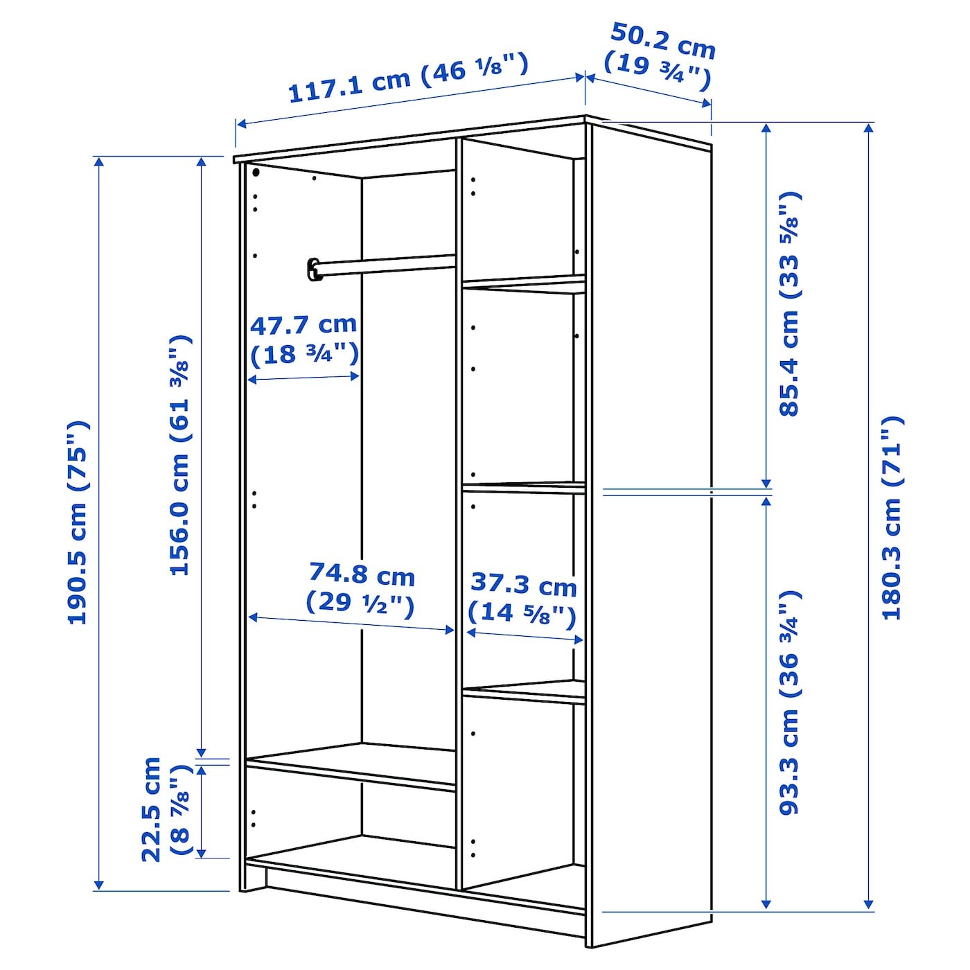 BRIMNES Wardrobe with 3 doors