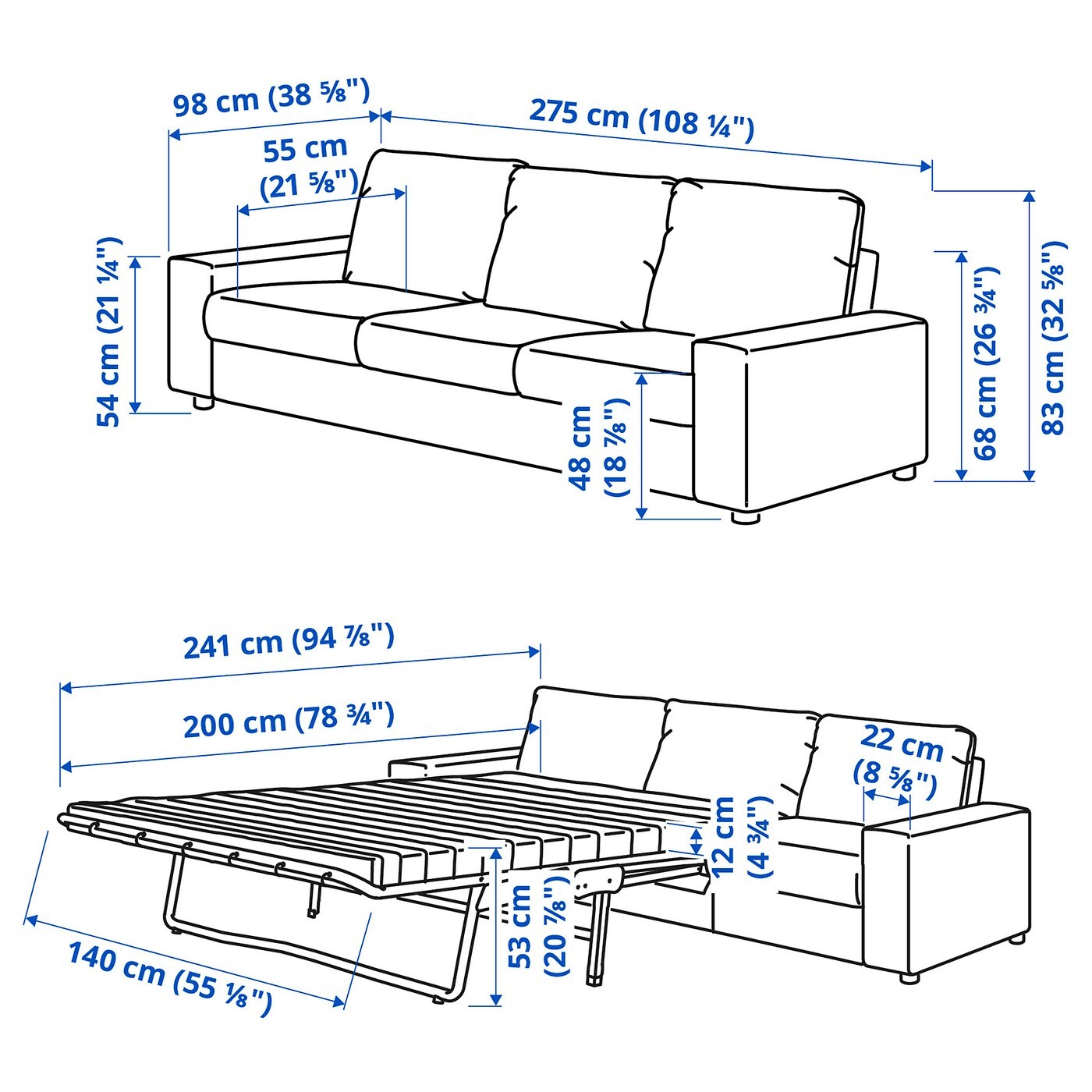 VIMLE 3-seat sofa-bed