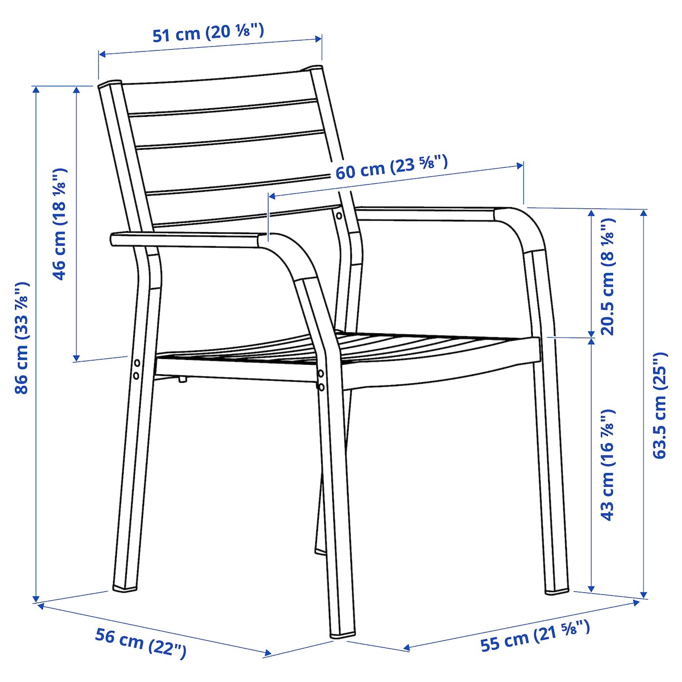 SJÄLLAND Chair with armrests, outdoor