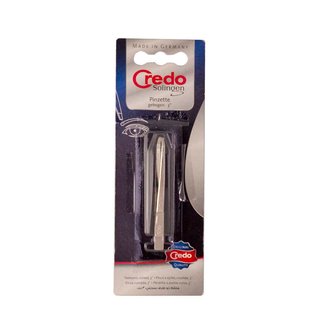 Credo Solingen Tweezer- 3&quot; Bent Nickel Plated Blstr