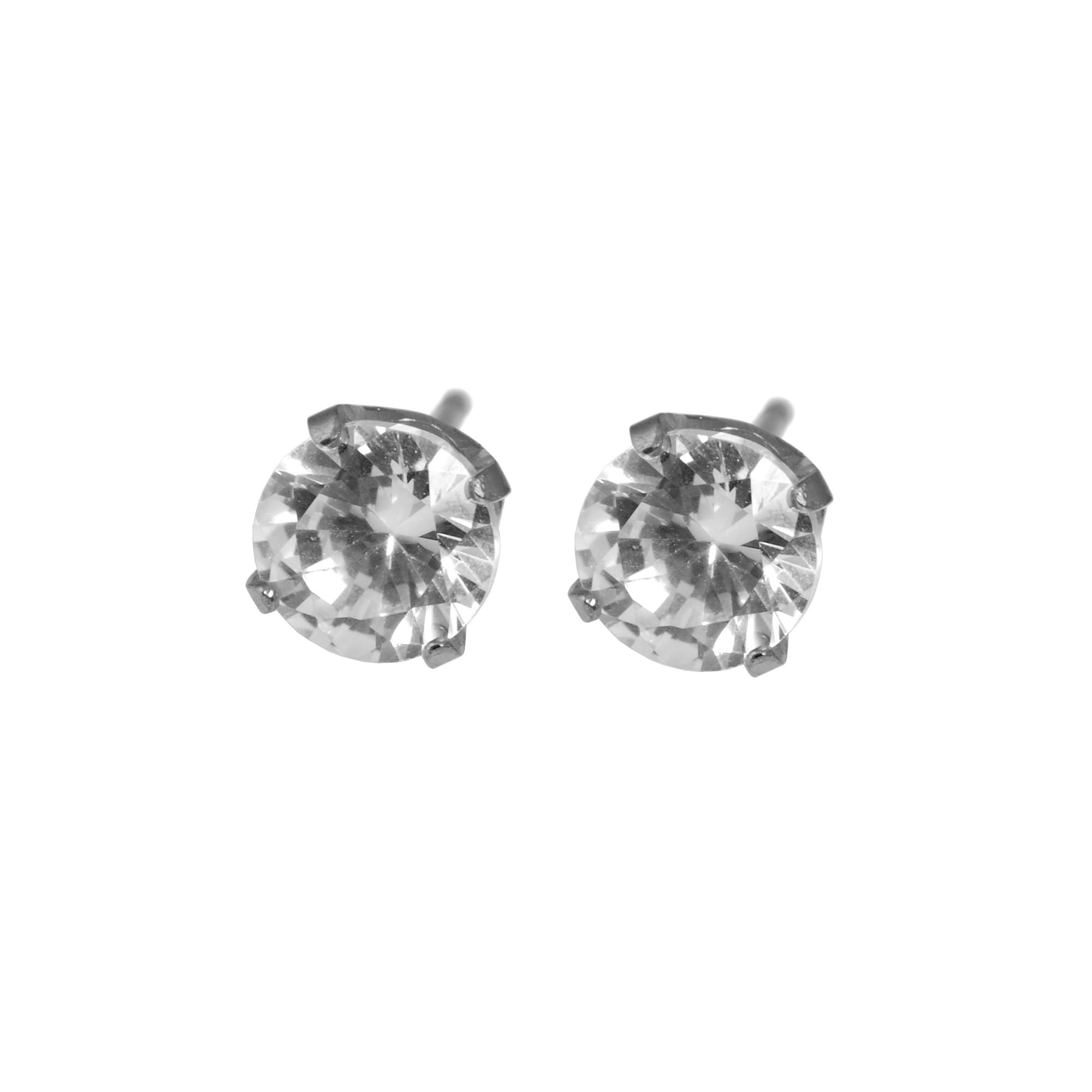 Caflon Fashion Sense White Stainless White Cubic Zirconia Earring| 5Mm