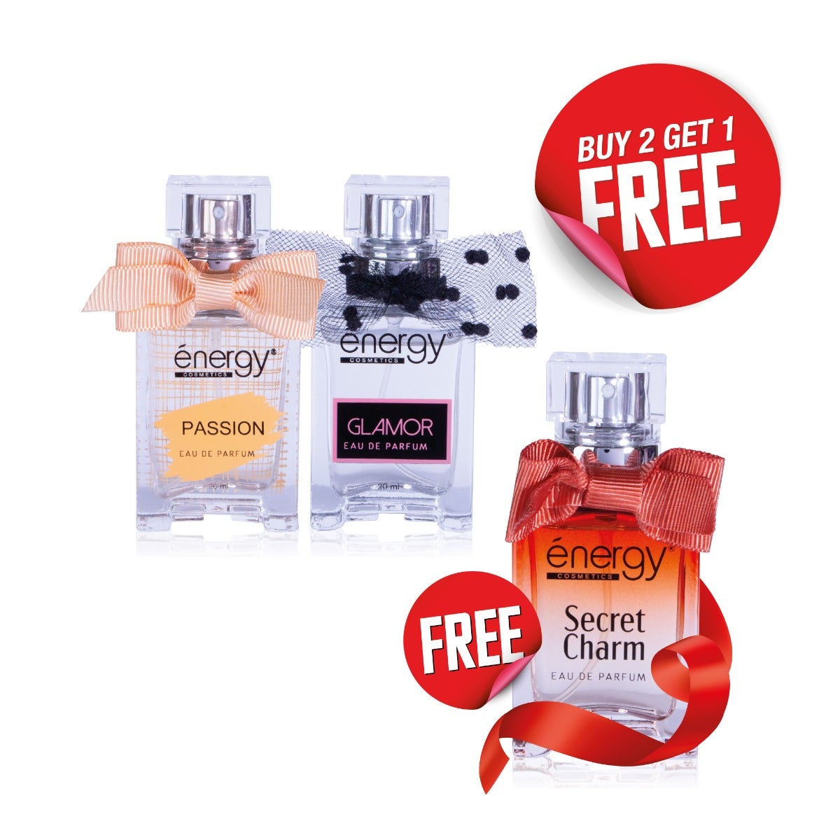 Energy Cosmetics Eau de Parfum |Buy 2 Glamor + Passion and get 1 Free Secret Charm 20ml