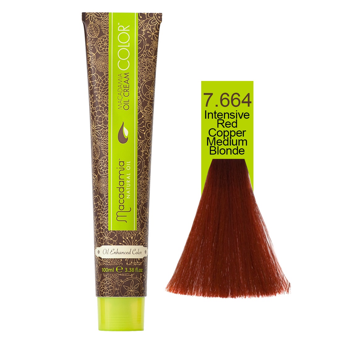 Macadamia Natural Color 7.664 | Intensive Red Copper Medium Blonde- 100 Ml