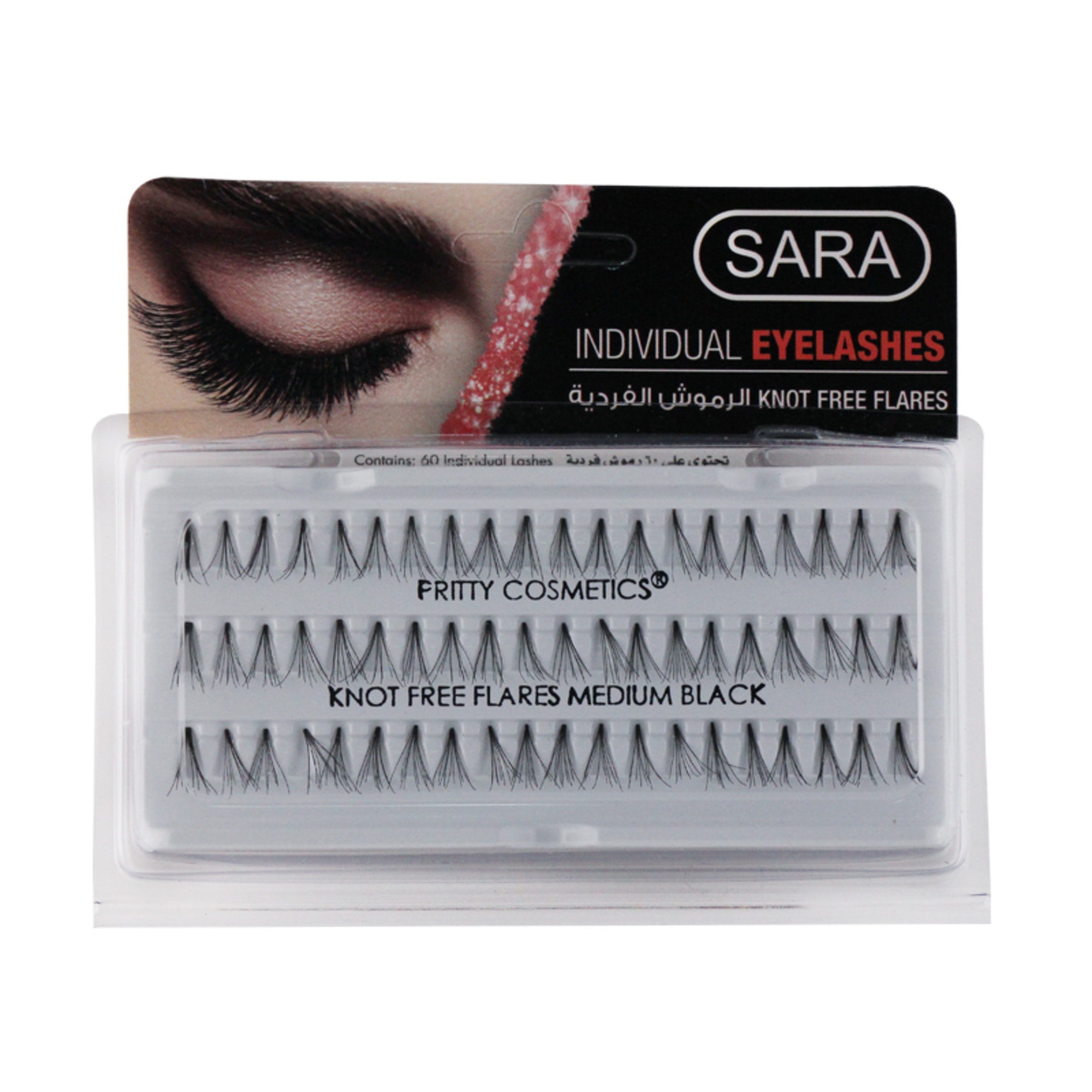 Sara Individual Flare 5Ply Medium Black Eyelash | Black- 1 Pc