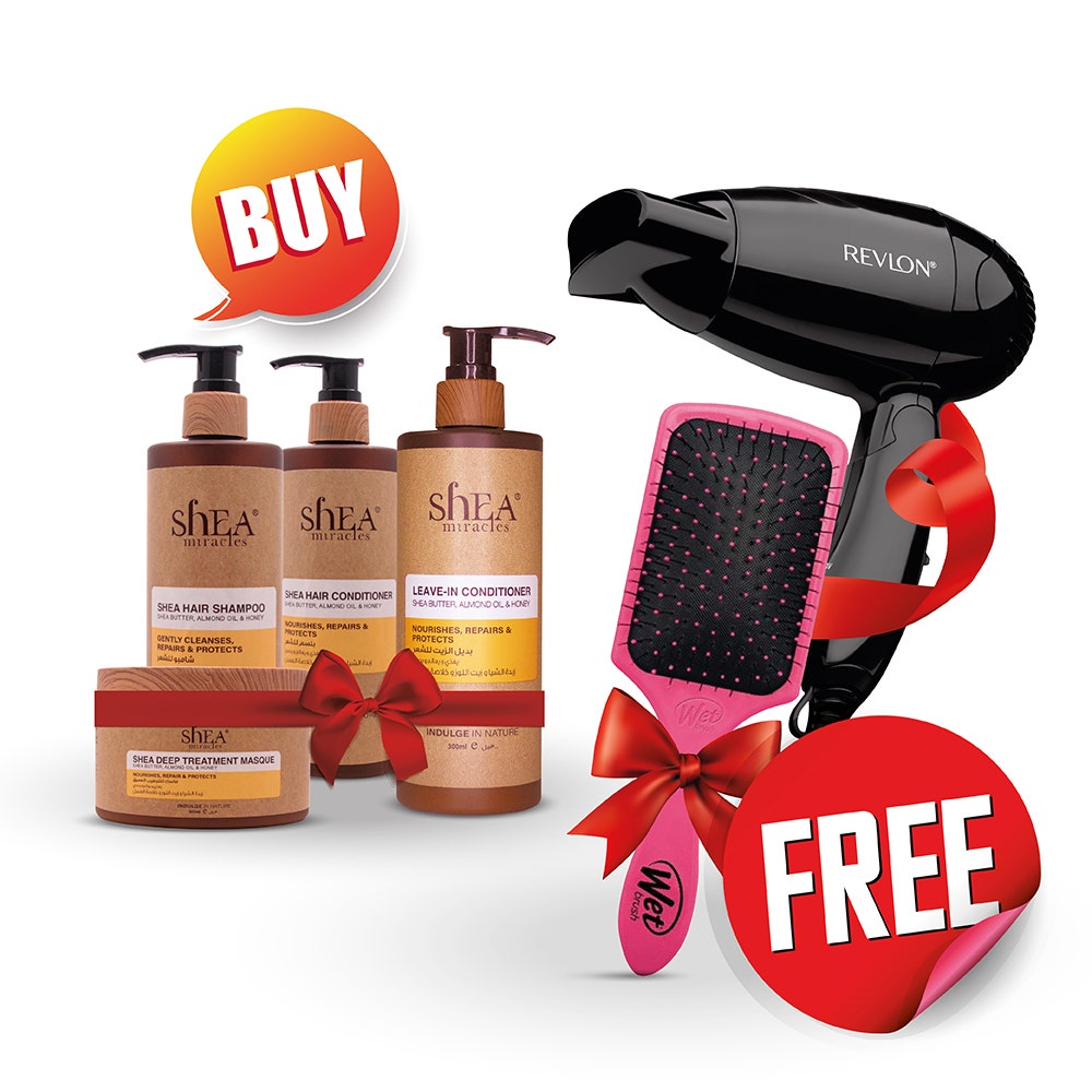 Shea Miracles HairCare Set W/Free Hairdryer &amp; Brush