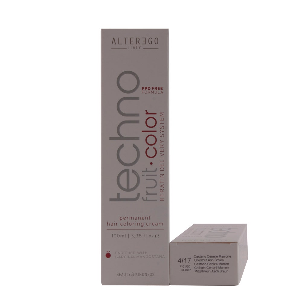 Alter Ego Technofruit hair color | Chestnut Ash Brown 4/17 -  100 Ml