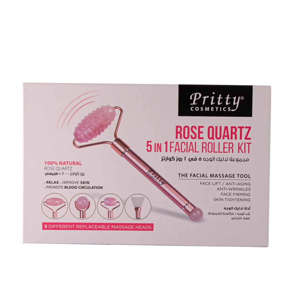 Pritty Face Roller Kit Rose Quartz 5 In 1