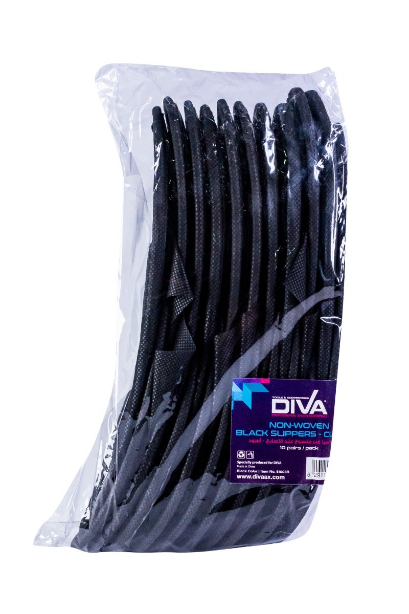 Diva Disposable Slippers Non-Woven Closed | Black | 10 Pcs/Pack