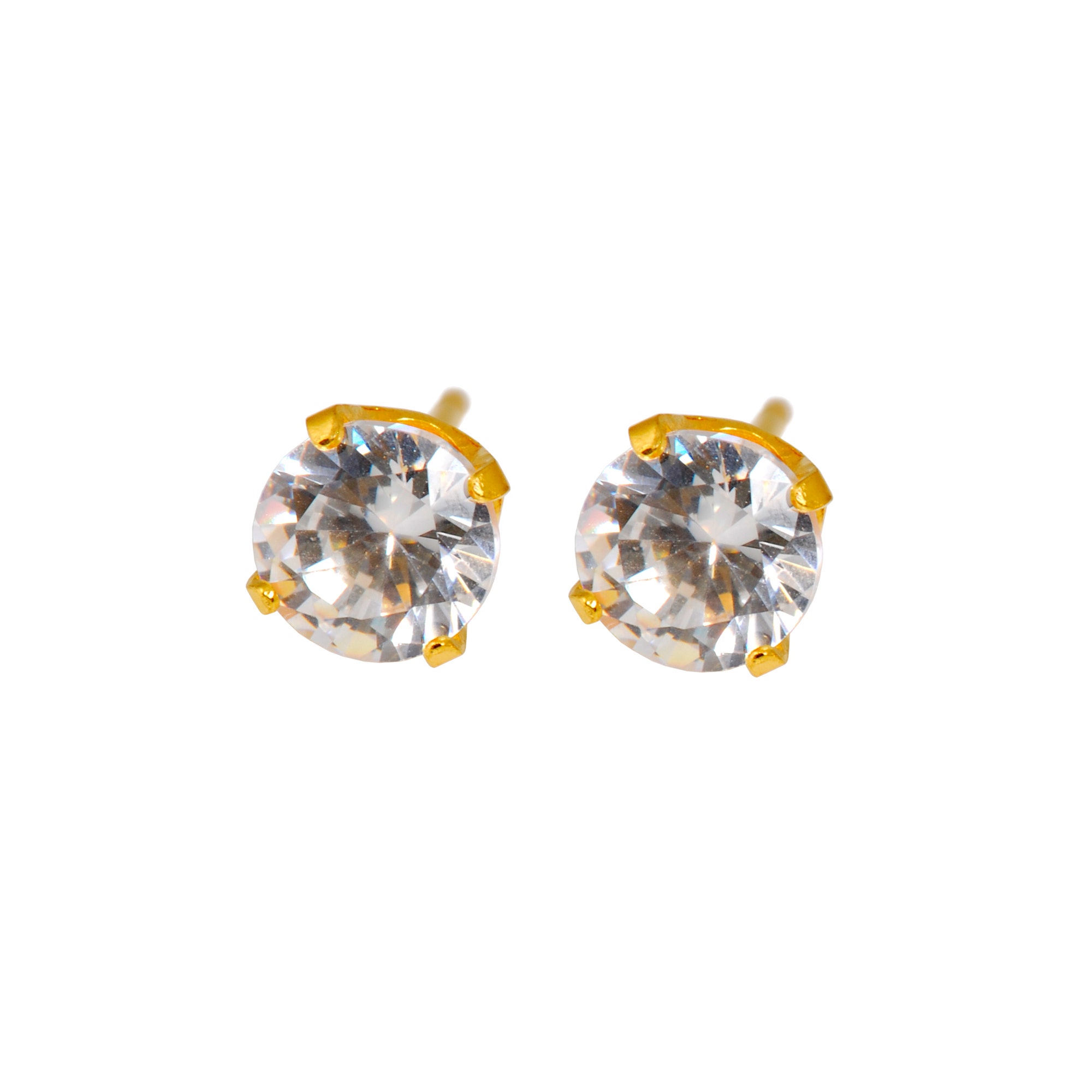 Caflon Fashion Sense Gold Plated White Cubic Zirconia Earring| 5Mm