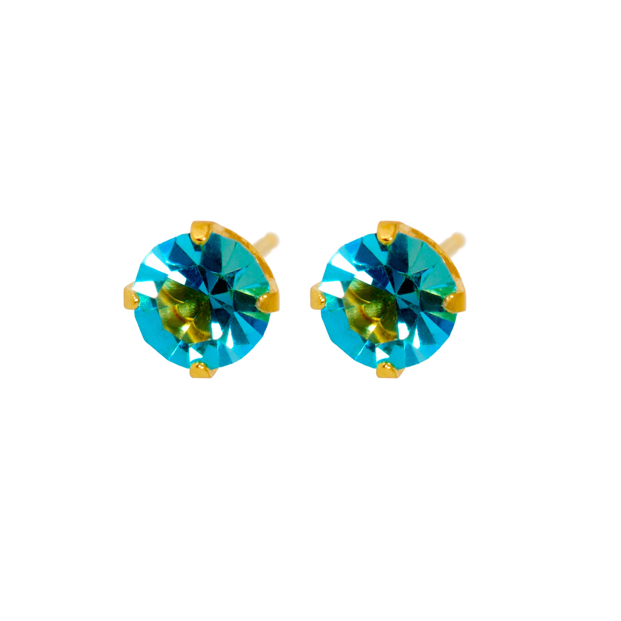 Caflon Fashion Sense Gold Plated Aquamarine Tiffany Earring| 5Mm