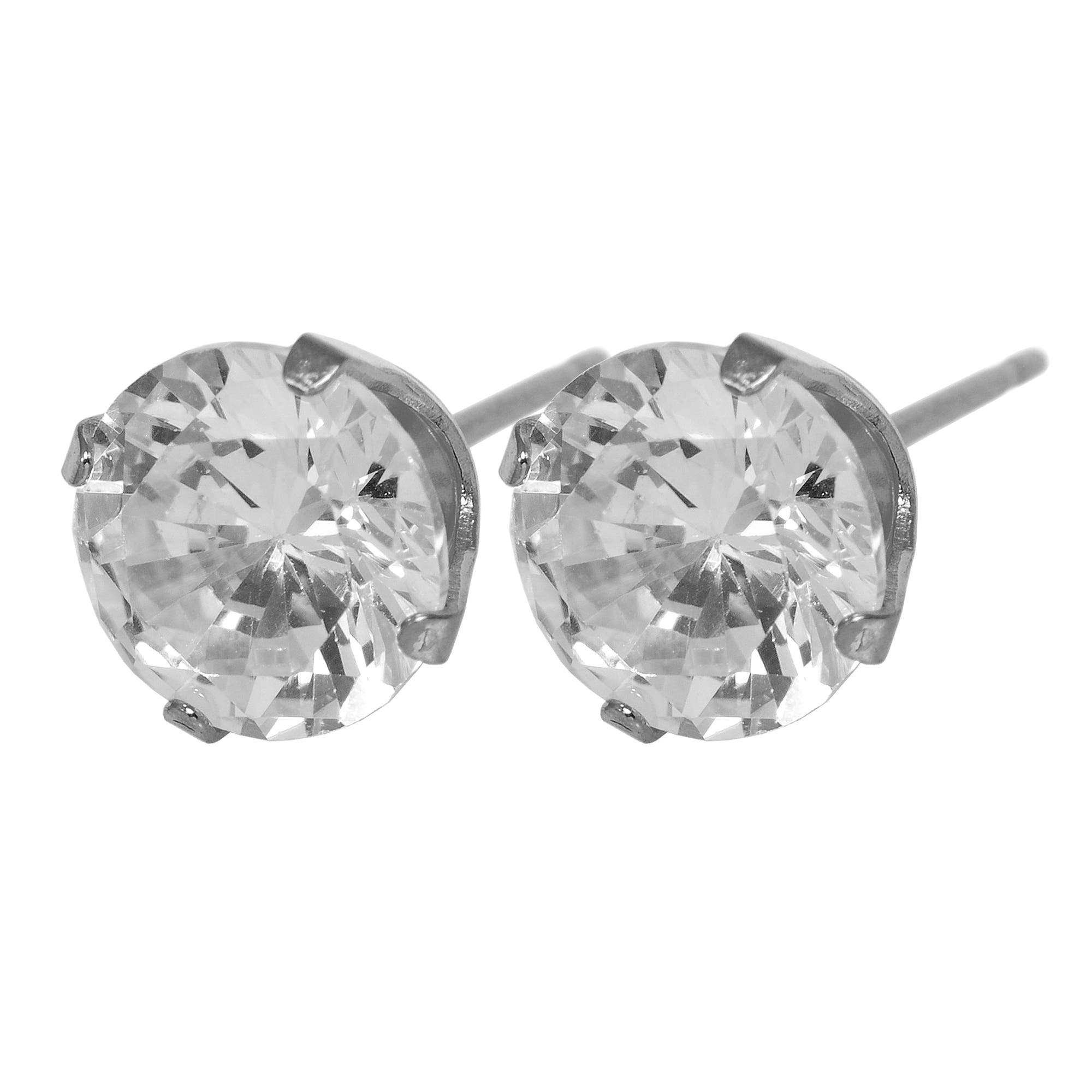 Caflon Fashion Sense White Stainless White Cubic Zirconia Earring| 8Mm