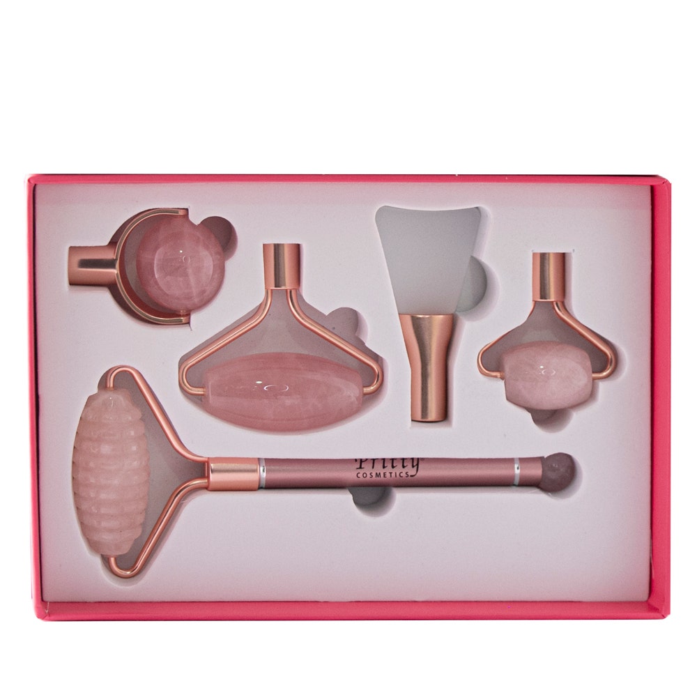 Pritty Face Roller Kit Rose Quartz 5 In 1