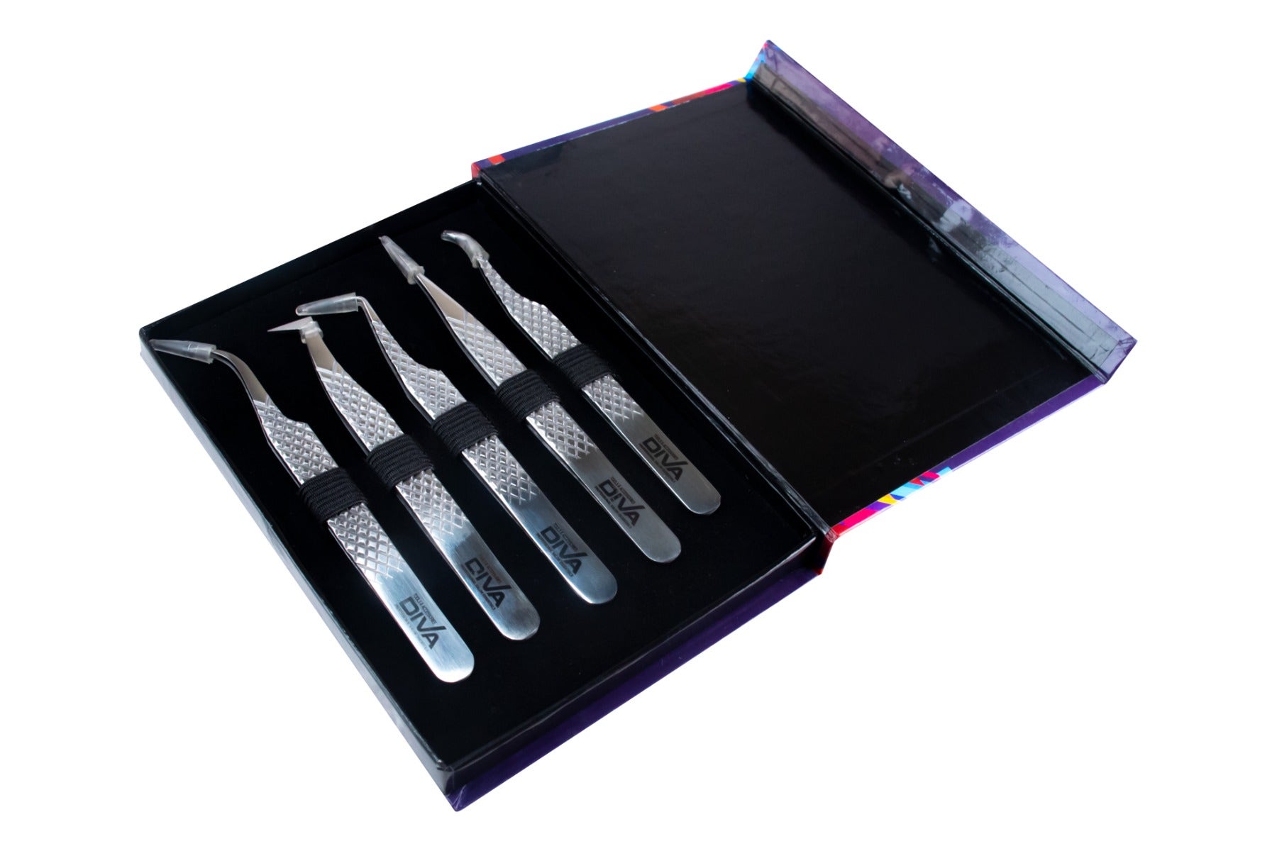 Diva Eyelash Tweezers Kit Silver | 5 Pcs Sk7003