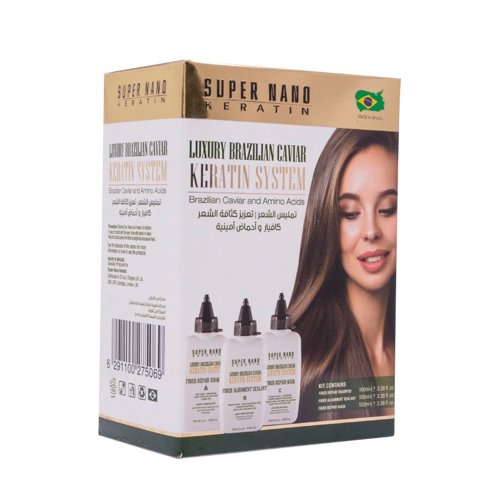 Super Nano Keratin Luxury Caviar Brazilian Kera Kit | 3x100 Ml