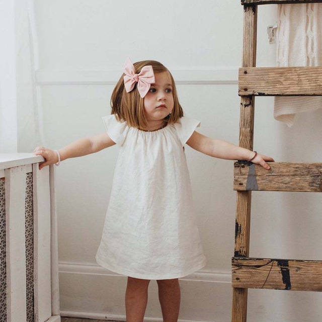 Summer Baby Dress Cotton Baby Simple Dress Girls Home Dress Solid Baby Girls Casual Kids Dress Loose Dresses Clothes