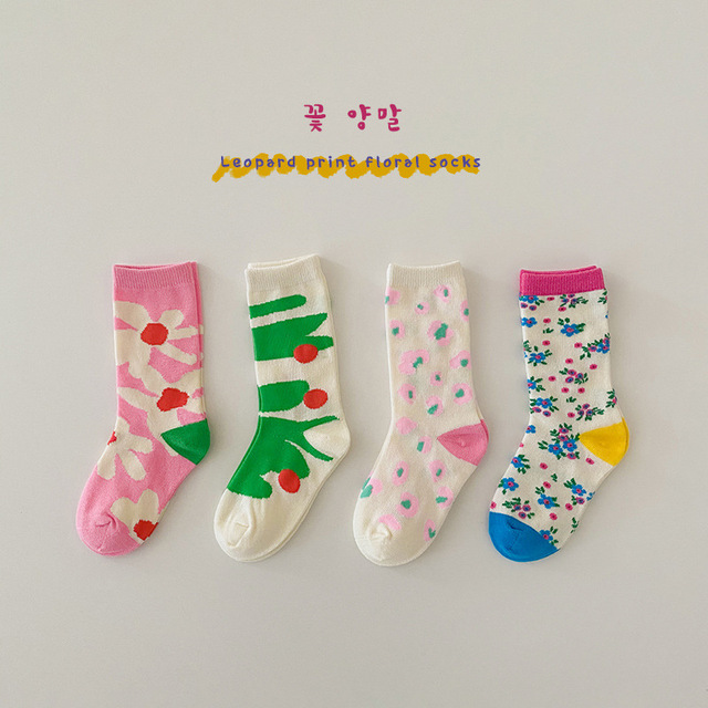 Children Baby Girls Leg Warmer Cartoon High Socks Cute Cotton Socks Toddler Spring Clothes 2022 Toddler Cartoon Socks 4 pairs/lot