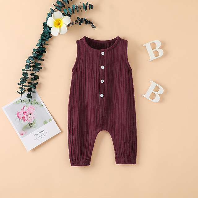 Summer Newborn Baby Boys Girls Romper Jumpsuit One Piece Solid Color Sleeveless Newborn Baby Clothes