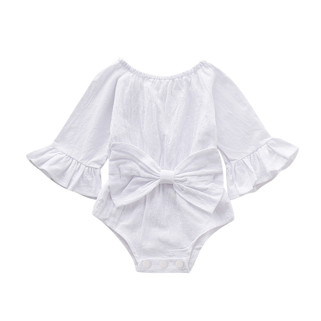 Baby clothes baby girls romper long sleeves with big bow comfy jumpsuit for newborn baby