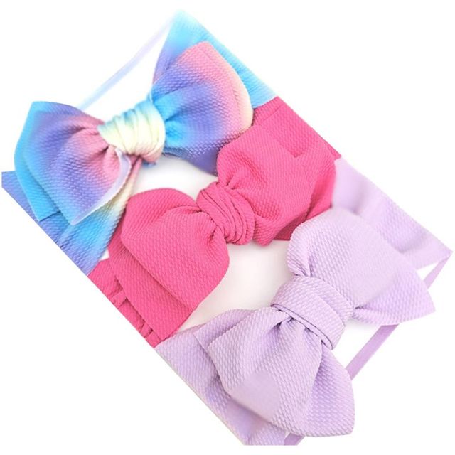 3pcs/set Baby Girls Lovely Bow Hairband Elastic Wide Headband Stretch Knot Headbands Turban Headdress Clothes Accessory