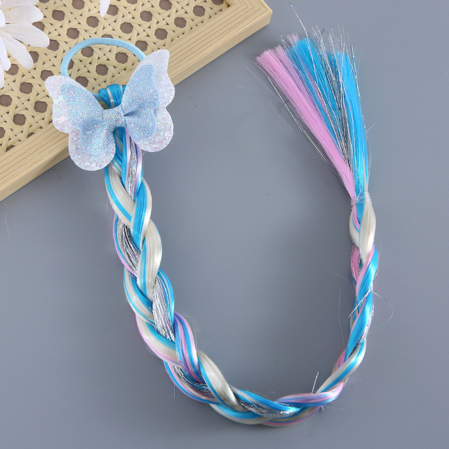 Princess Wig Ropes Cute Girls Princess Twist Hair Pieces Elastic Hair Bands Ponytail Headwear Elsa Unicorn Baby Hair Accessories