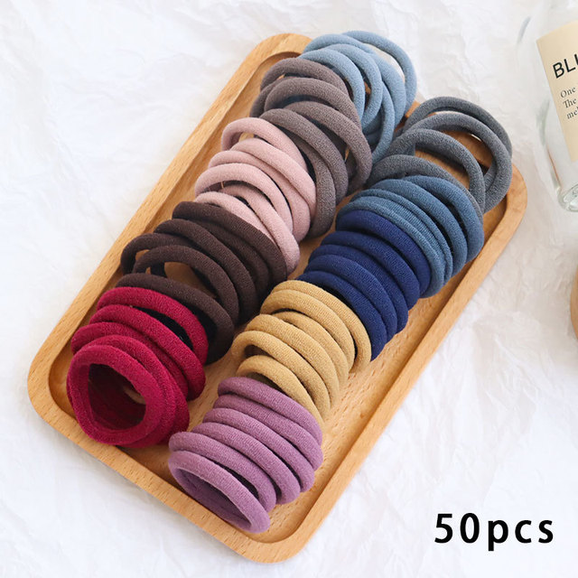 50pcs Set Colorful Girl Ornament Nylon Elastic Hair Bands Ponytail Hair Accessories Holder Rubber Bands Scrunchie Headband