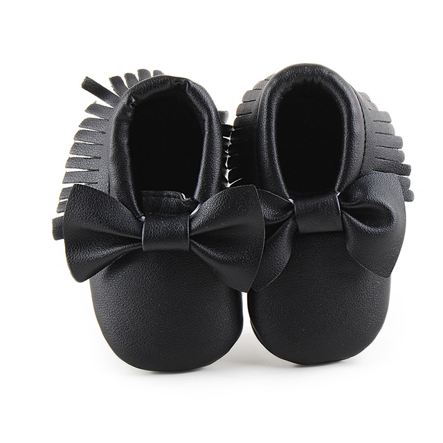 Newborn Baby Shoes Infant Boys Girl First Walker PU Sole Princess Bowknot Fringe Toddler Baby Crib Shoes Casual Moccasins