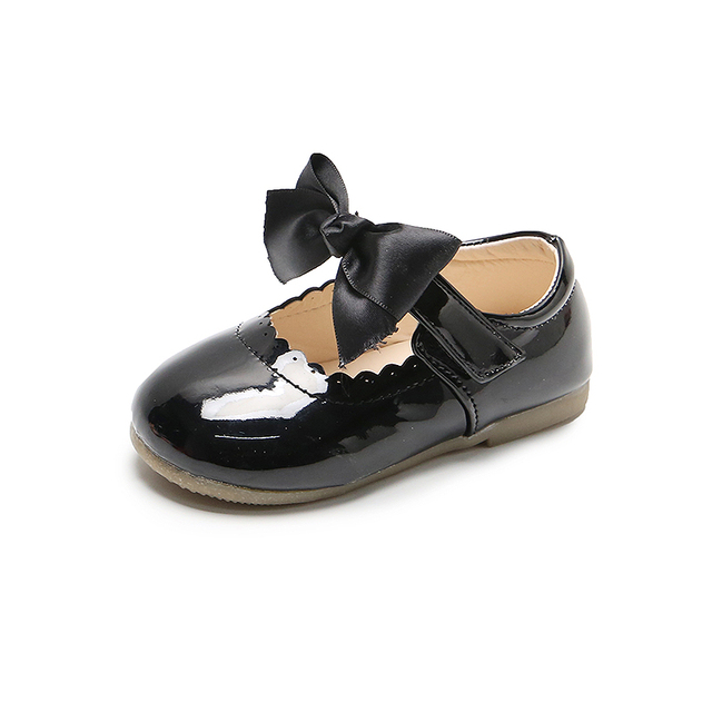 Girls Shiny Leather Bow Shoes Spring Autumn Solid Color Kids Princess Shoes Dance First Step Shoes SMG104