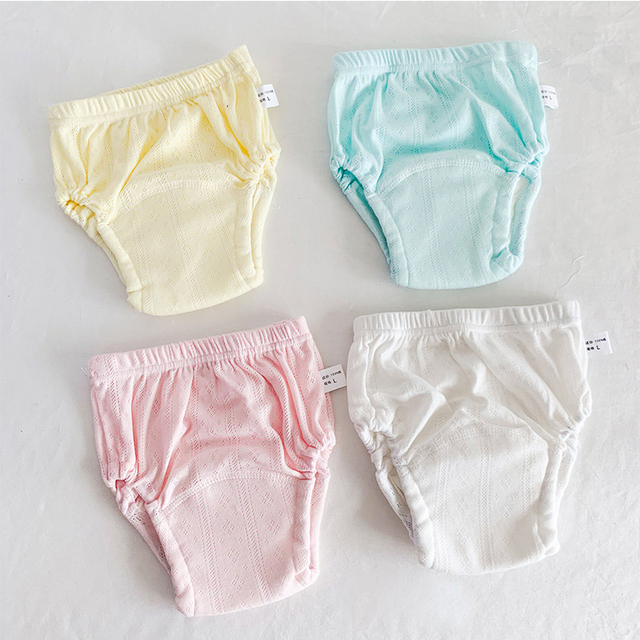 4pcs/lot Baby Training Pants Leakproof Washable Waterproof Cotton Infant Baby Diaper Hollow Out Breathable 6 Layers Crotch