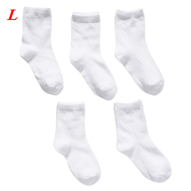 Pure White Baby Socks 5 Pairs Boys and Girls Breathable Cotton Sports Socks For Spring