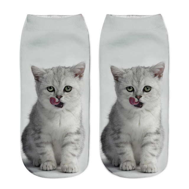 3D Printing Children Socks Funny Design Cute Cat Socks Unisex Gift Low Ankle Funny Socks 6-12 Years