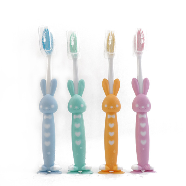 4pcs/set Baby Teeth Children Soft Bristles Cute Teething Rings Soft Toothbrush Silicone Baby Kids Toothbrushes Oral Care Cleaning