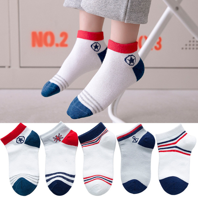 Soft Cotton Children Socks Cute Cartoon Casual Boys Socks Thin Mesh Summer 5pairs/lot Kids Socks Sport Baby Boy Socks 1-12 Years