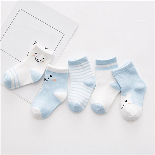 Laadka 5pairs/set Striped Cotton Newborn Baby Boys Girls Socks Cartoon Fashion Socks for Girls Boys Toddler Clothes Accessory