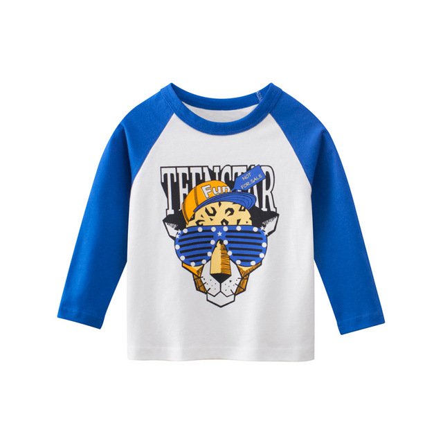 2022 New Kids Solid Cotton Long Sleeve T-shirt Tops Boys Girls Cute Animal Print Tees 2 3 4 5 6 7 8 Years Children Tops