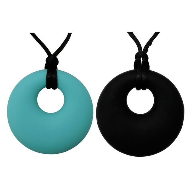 2 Pack Boys Girls Sensory Chew Necklace Silicone Rubber Necklace Jewelry For Autism, ADHD