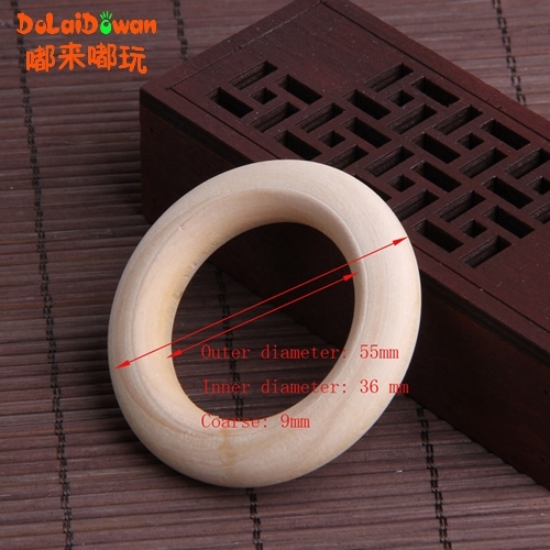 5pcs 70mm Baby Wooden Teething Rings Necklace Bracelet DIY Crafts Natural New 95AE