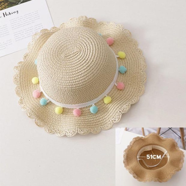 Bear Learner Kids Girls Hats 2022 New Fashion Summer Lace Flowers Caps Breathable Elegant Straw Hat Sunhat Lovely Baby Bonnet