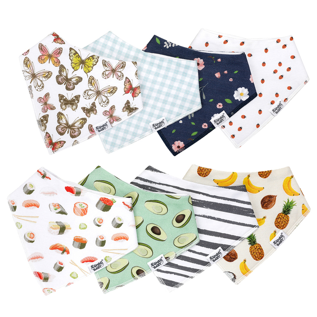 8pcs Baby Bibs Baby Saliva Bobble Bibs Unisex Bibs Set for Drooling and Teething 100% Organic Cotton Newborn Absorbent Soft Bibs