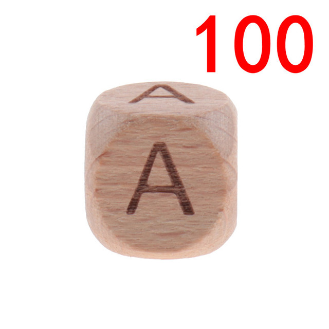 100pcs Baby Teething Beads 12mm Letter Beech Beads Pacifier Chain Letters Wooden Pacifier Toys Personalized Newborn Gifts