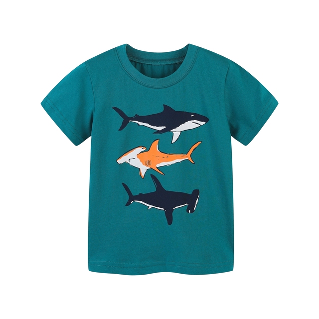 Little maven baby boys summer clothes lovely shark and whale cotton T-shirt baby boy boys kids 2-7 years