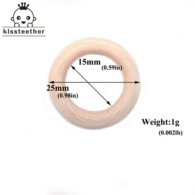 20pcs Wooden Teething Ring Baby Teether 25-98mm DIY Nursing Material Accessories Necklace Making Small Rod Ring