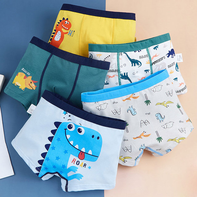 4pcs Boys Boxer Briefs Kids Cotton Underwear 2021 Set Baby Underpants Cartoon Dinosaur Print Soft Children Breathable Briefs