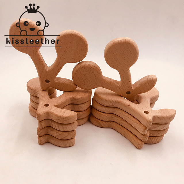 Infant Chawable Baby Toy Wood Teether Cherry Shape Natural Wooden Baby Teether Toys Wood Teething Accessories Baby Birthday Gifts