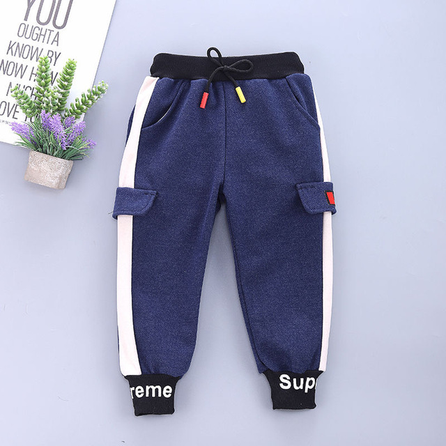 Kids Striped Sweatpants Cotton Elastic Waist Casual Joggers Lettering Spring 2020