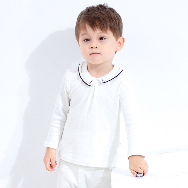 Baby cotton clothes, long-sleeved shirt and white pants, simple, spring and autumn new collection