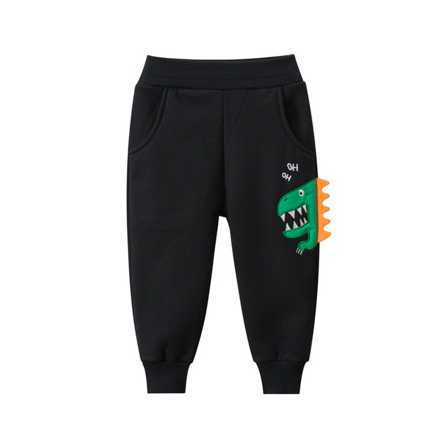 Autumn Winter Kids Pants Cartoon Dinosaur Warm Cotton Boys Jogger Pants Children Sweatpants