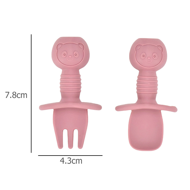 New Predator Predator Baby Training Silicone Fork Spoons Short Fork Spoon Handle Learning Artifact Silicone Soft Fork Spoons Kids