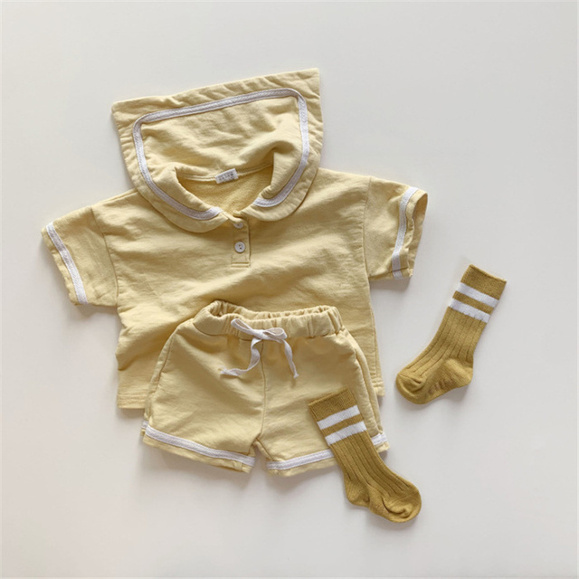 Fashion Baby Boys Girls Clothes Set for Summer Preppy Style Kids Casual Short Sleeve Top + Shorts 2pcs Baby Clothes for 0-4Y