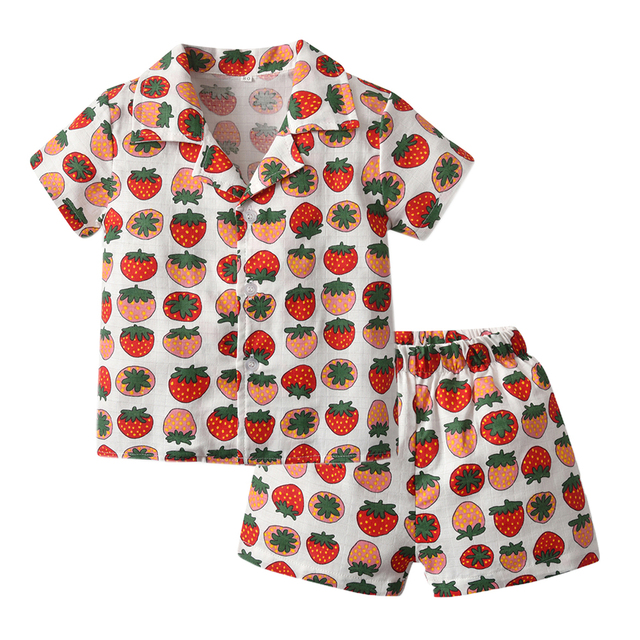 100 Cotton Children's Sleepwear Pajamas Kids Girls Clothes Toddler Girls Button Down Sleepwear Pajamas Suits Girl Sets